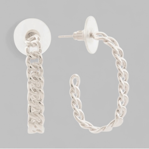 Kendra Scott Jewelry - KENDRA SCOTT Grier Rhodium Chain Hoop Earrings-Silver-Brwnd New